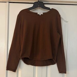 Elegant Brown Long Sleeve Women's Top